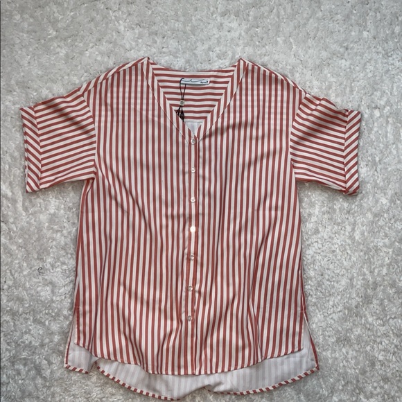 Byegreis Alondra Oversized Stripe Blouse Pink white - Picture 3 of 6